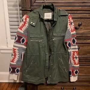 Thread&Supply army green jacket with Aztec sweater arms. So cute and cozy!